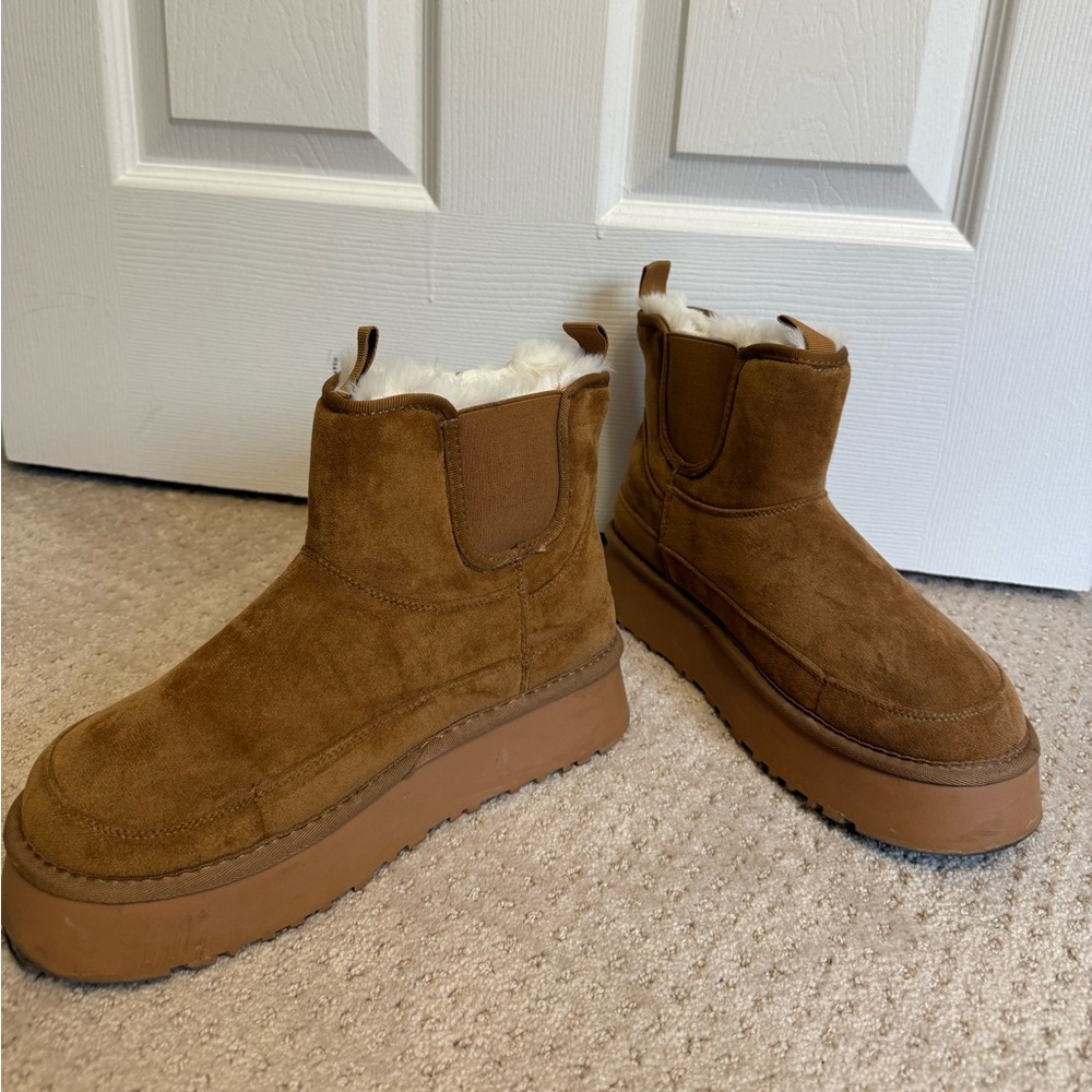Call It Spring Tan Boots with White Lining